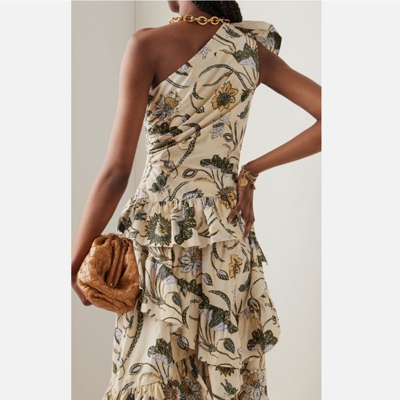 Ulla Johnson Ondine Cotton Poplin One-Shoulder Ruffle Dress Size L NEW - Picture 4 of 10